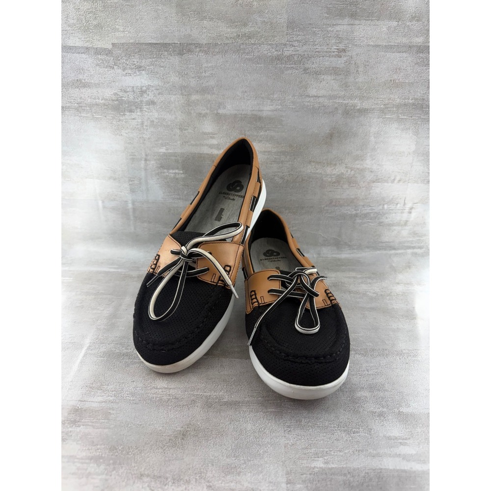 Clarks Cloudsteppers Women Black Tan Boat Shoes Loafers 261247775050 Size 7.5W